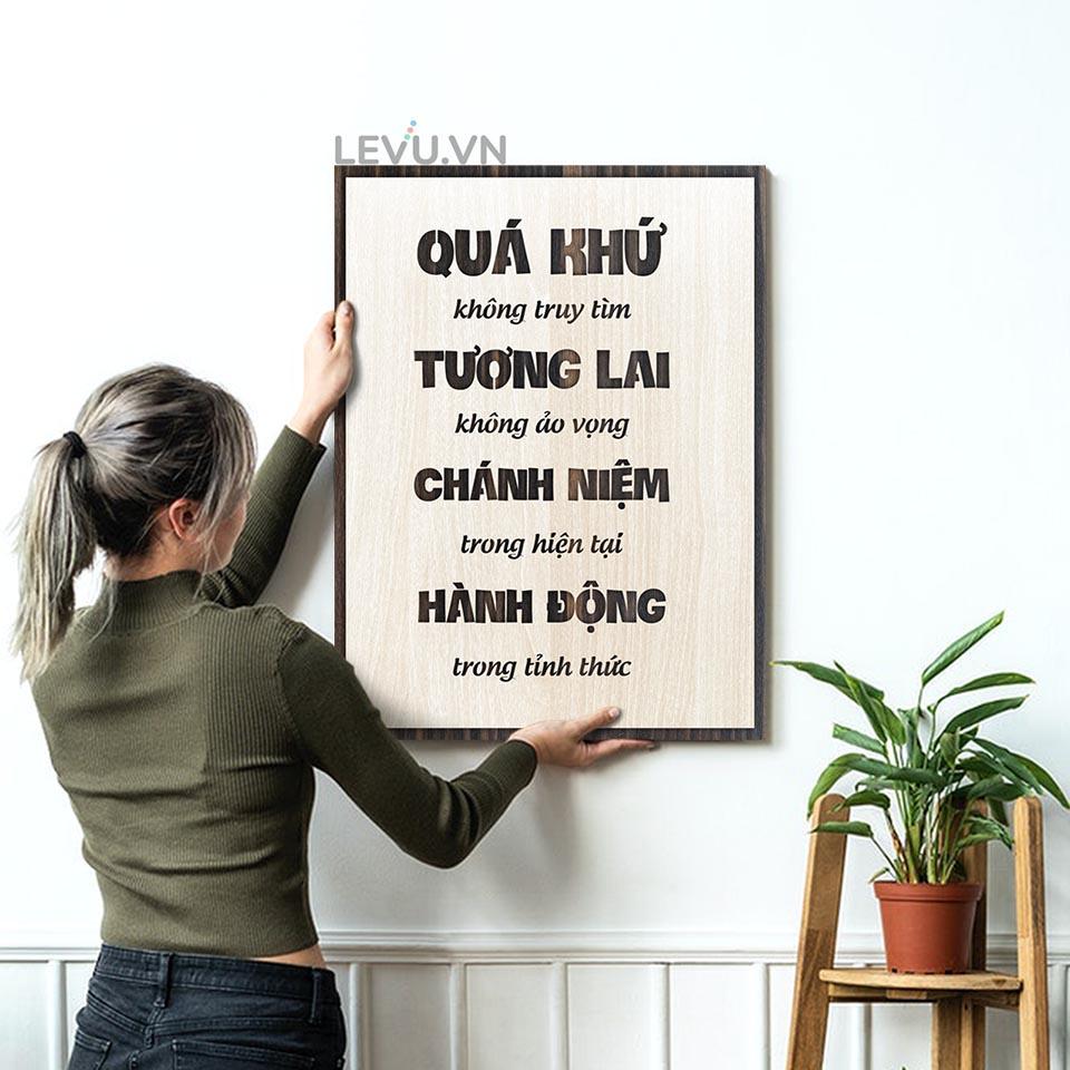 Tranh văn phòng Gỗ trang trí khắc slogan tạo động lực LEVU LV029