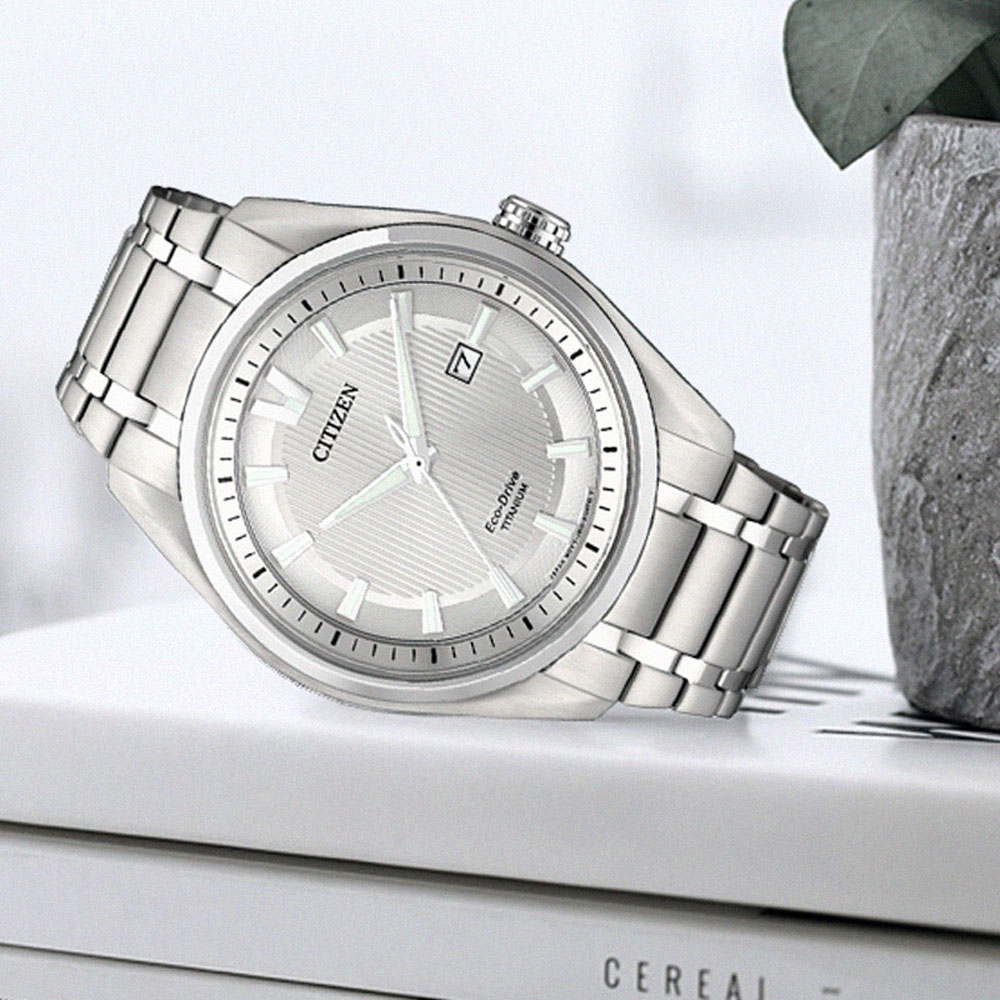 Đồng Hồ Nam Citizen Dây Titanium AW1241-54A - Mặt Trắng