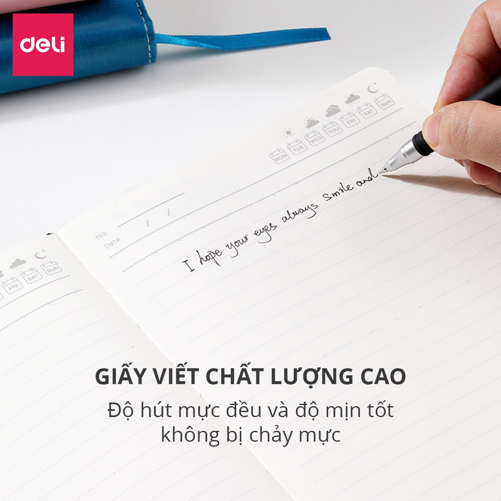 Sổ Da A5/A6/A7 Sổ Tay Bìa Da Kẻ Ngang Deli - 300 Trang Giấy Dày Chất Lượng Chống Nước Quà Tặng Sang Trọng