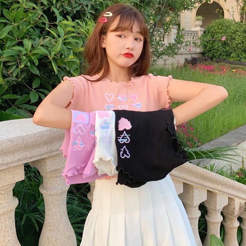 Áo Thun Dệt Kim Tay Ngắn Cổ Tròn Kiểu Dáng Ngọt Ngào Cho Nữ