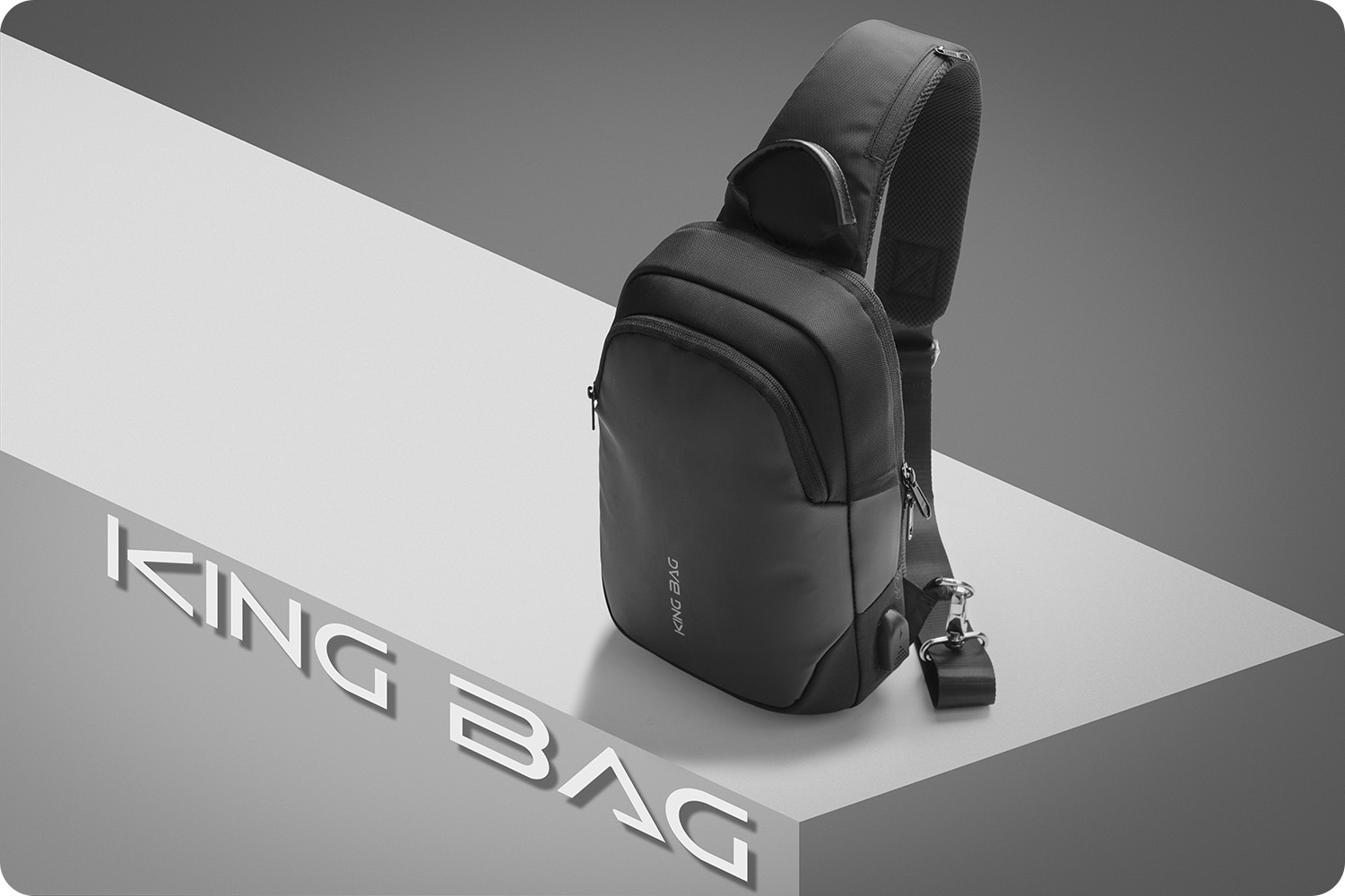 Túi đeo chéo thời trang KINGBAG JULIUS I cổng USB, nhiều ngăn, chống trộm, vải kháng nước tốt - Hàng chính hãng