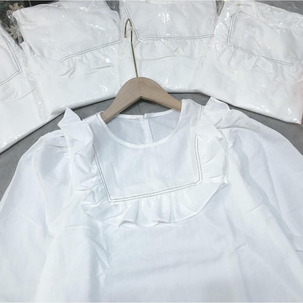 Áo trắng baby viền chỉ đen