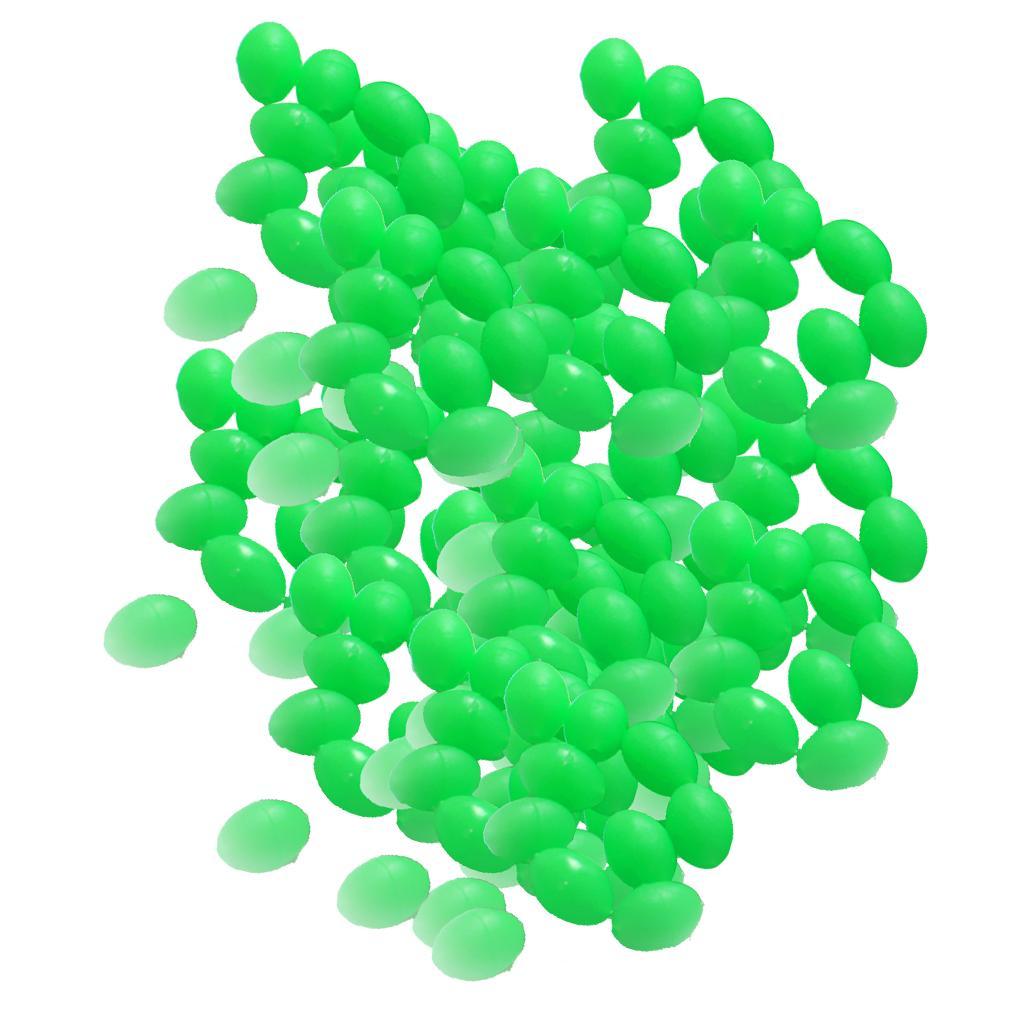 1 Set 200PCS/Set Luminous Fishing Beads Green Assorted Hard Plastic Oval Shaped Bead Glow Fishing Lures Baits Accessory with Fishing Tackle Box