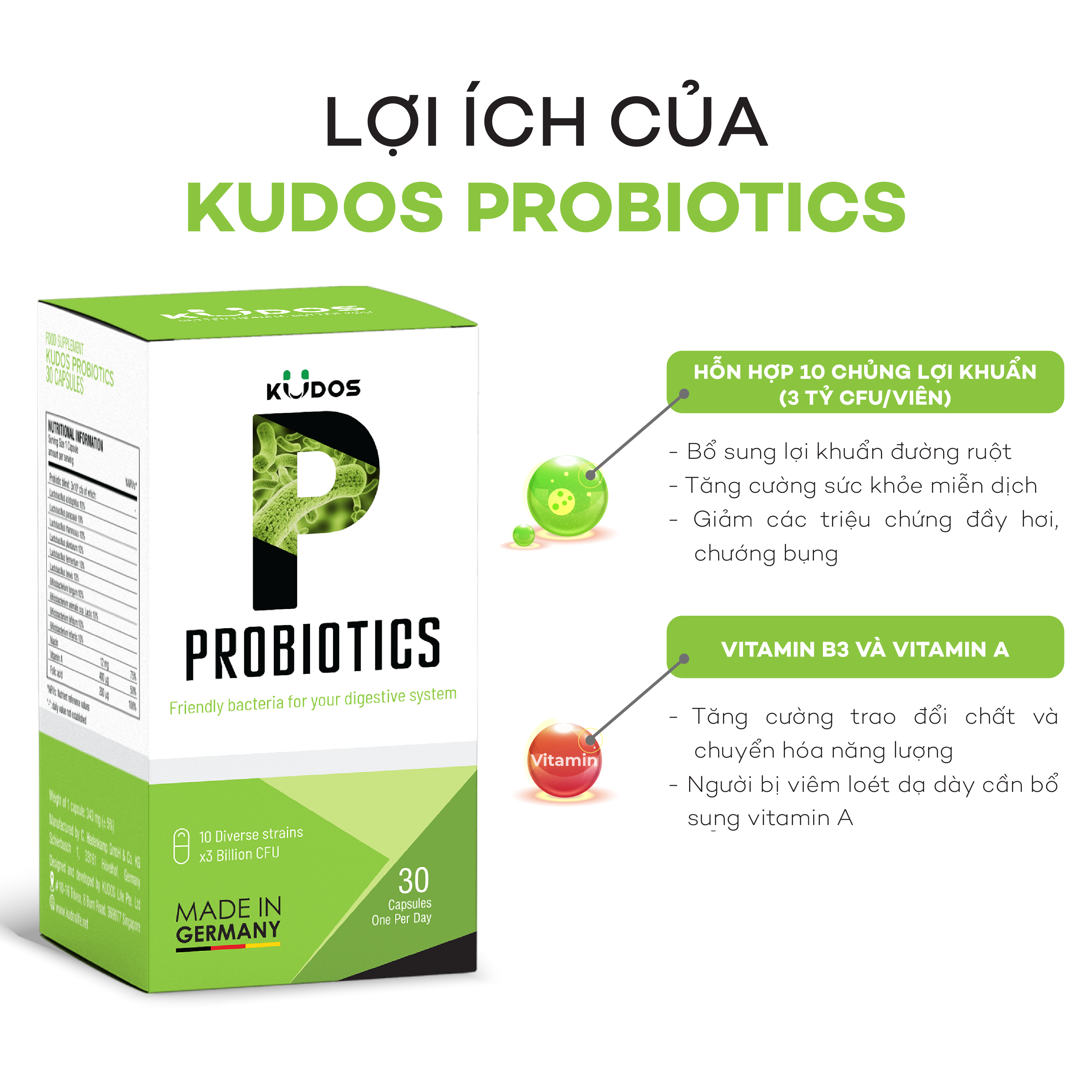 Viên Nang Hỗ Trợ Tiêu Hóa KUDOS PROBIOTICS