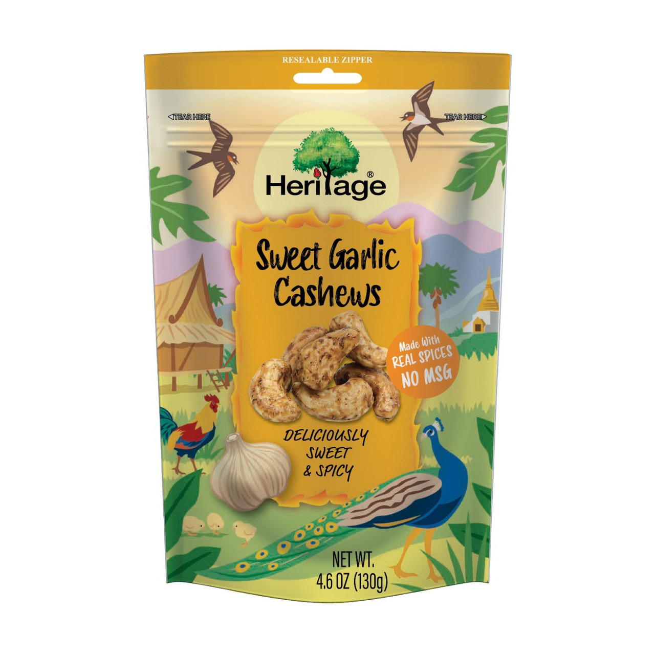 Hạt Điều Nguyên Hạt loại 1 Tẩm Tỏi Ngọt Heritage - Sweet Garlic Cashews