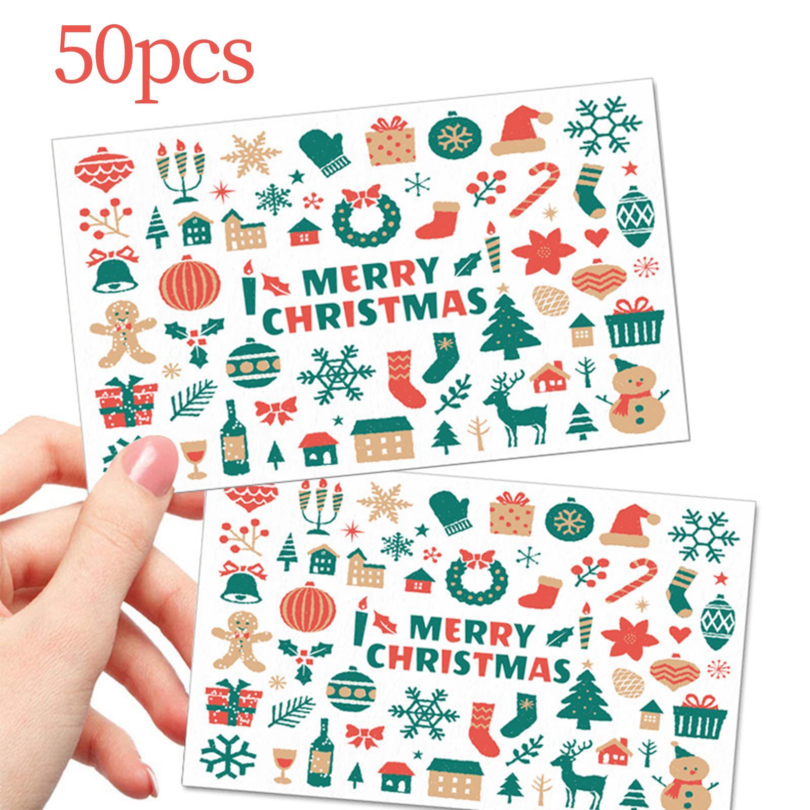 50Pcs Christmas Cards Greeting Presents Cards Snowman Reindeer Gift Crafts Xmas Cards for Holiday Wedding Birthday Festival