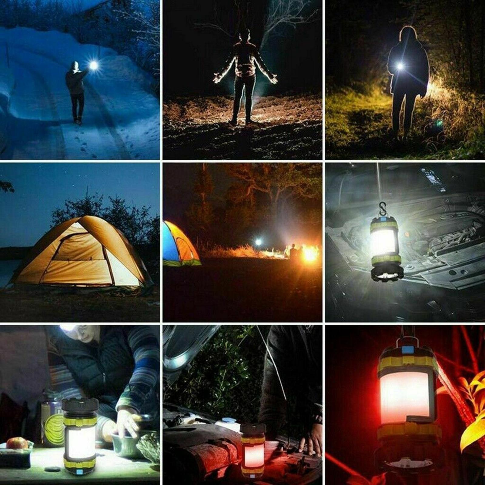 Portable LED Camping Light Outdoor Tent Lamp Handy Flashlight USB Rechargeable