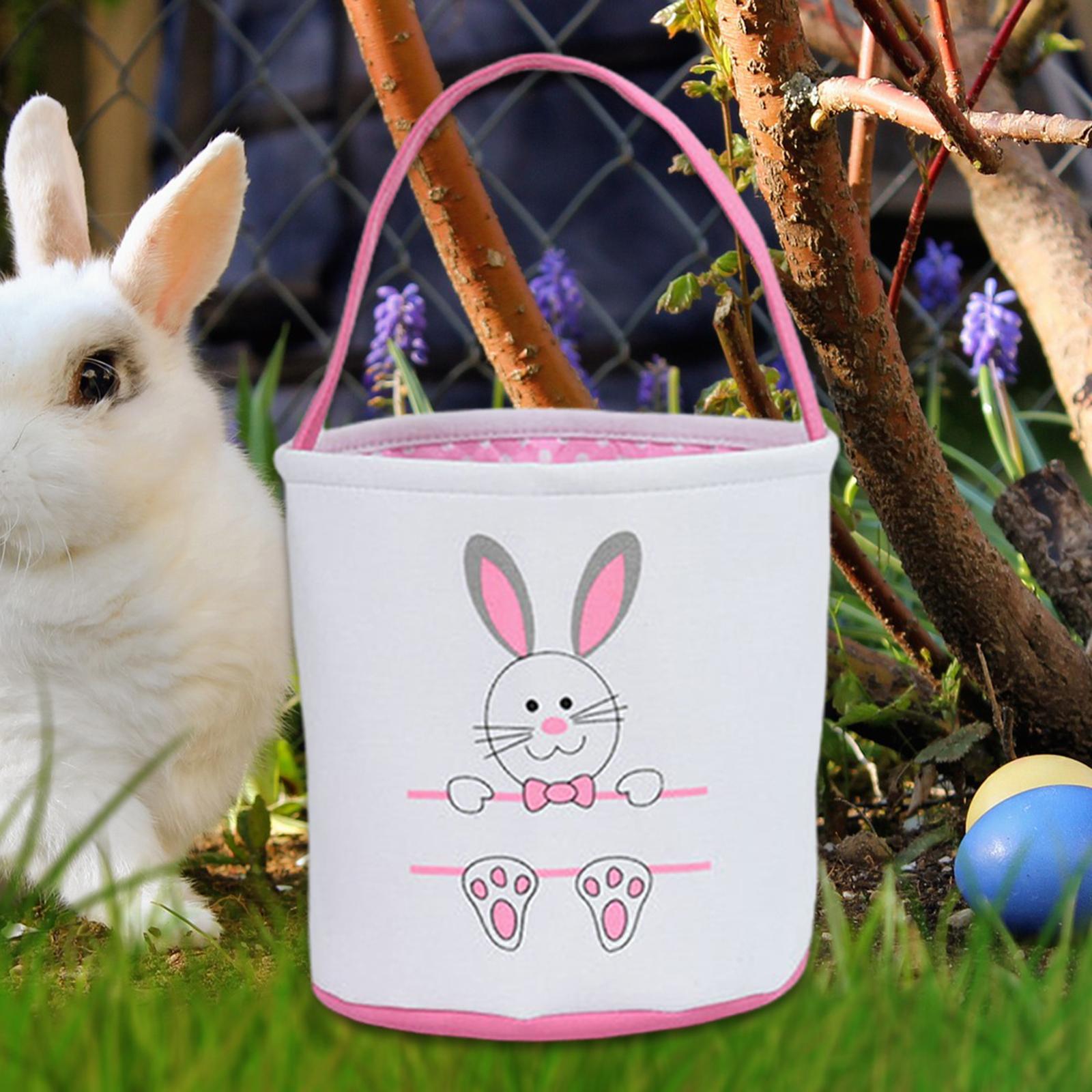 2Pcs Cute Easter Bunny Basket Easter Rabbit Buckets Handbag for Holiday