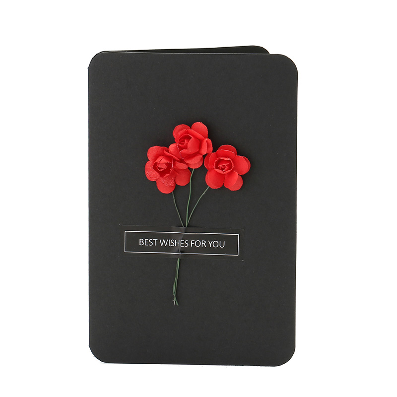 Thiệp hoa nền đen - Postcard, hoa thật ép khô