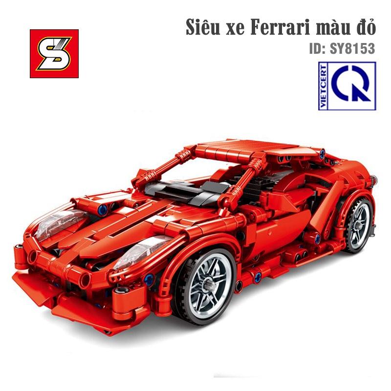 Đồ Chơi Lắp Ghép Xếp Hình Kéo Cót Siêu Xe Ferrari Màu Đỏ - SY BLOCK SY8153 - 603 chi tiết