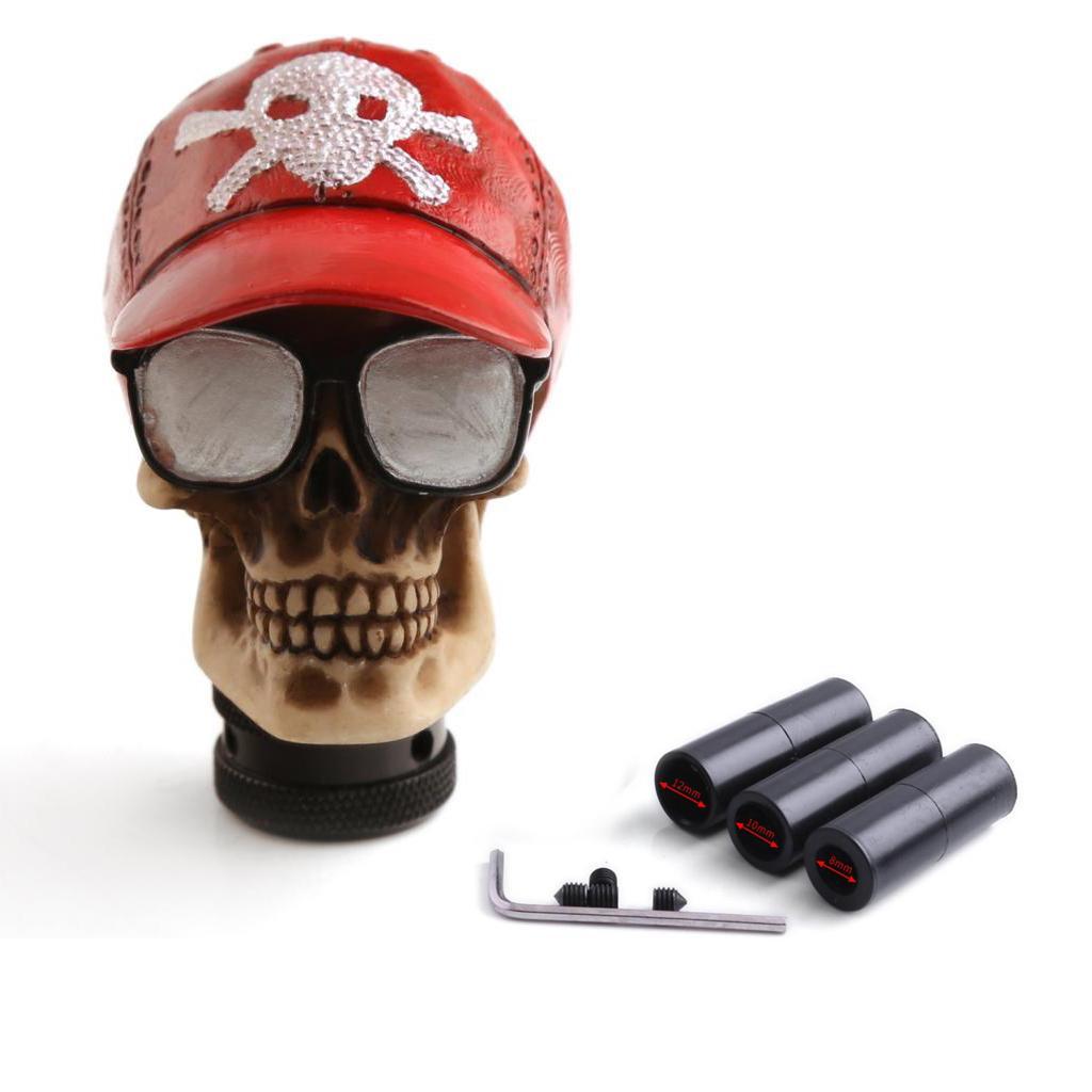 2 Pcs Universal Car Manual Gear Stick Shift Lever Skull Head Shifter Knob