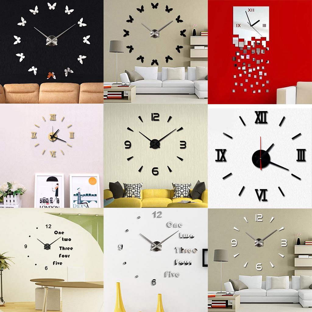 3D Mirror Sticker Wall Clock Removable Decal Vinyl Art Wall Sticker Clock