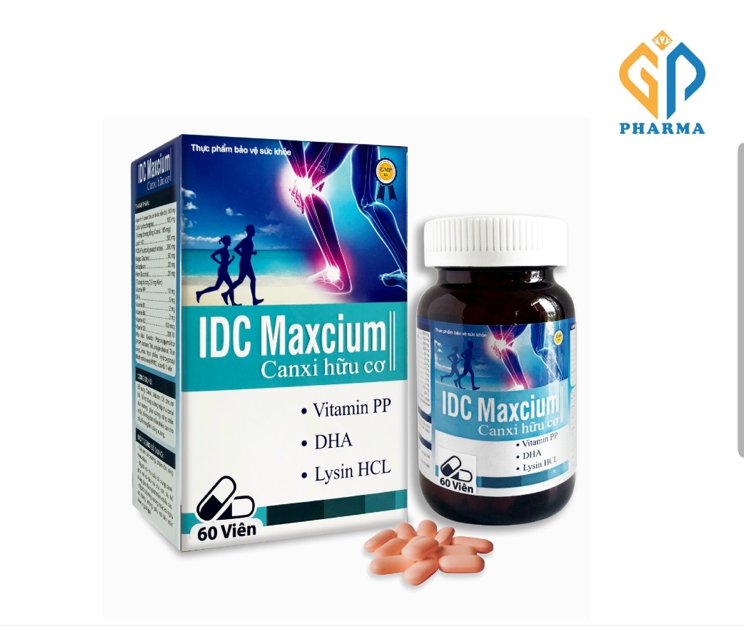 IDC Maxcium Canxi hữu cơ hỗ trợ phát triển chiều cao, giảm loãng xương, giúp xương chắc khỏe (lọ 60 viên)