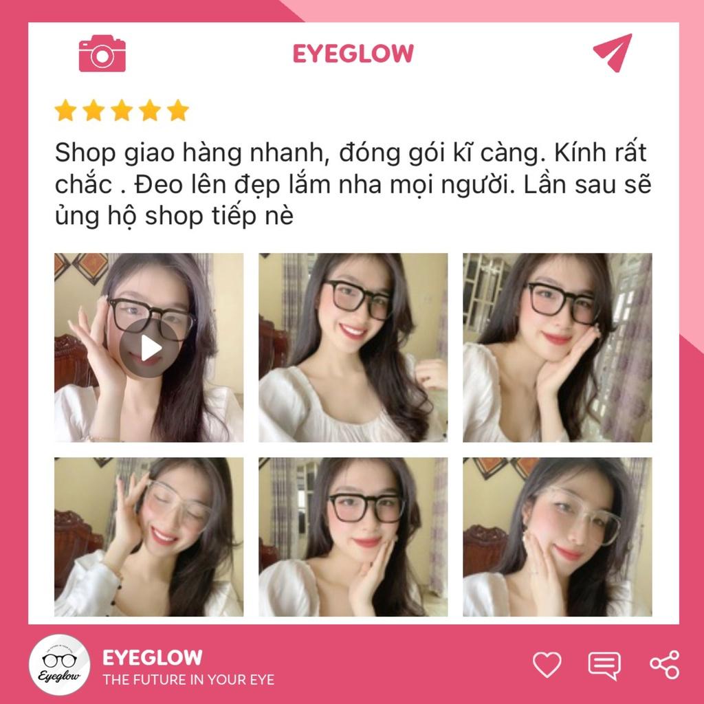 Kính gọng vuông chữ V EYEGLOW mắt kính hai chấm không độ hot trend chống ánh sáng xanh cao cấp EG2201