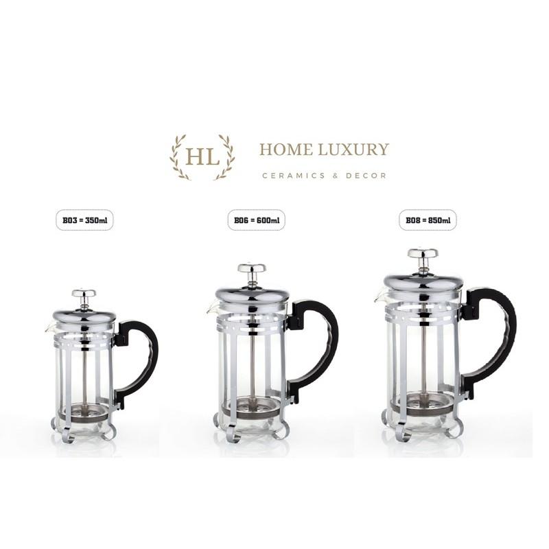 Bình pha cà phê, trà thủy tinh kiểu Pháp French Press | PHIN NÉN THỦY TINH 350ml 650ml 800ml