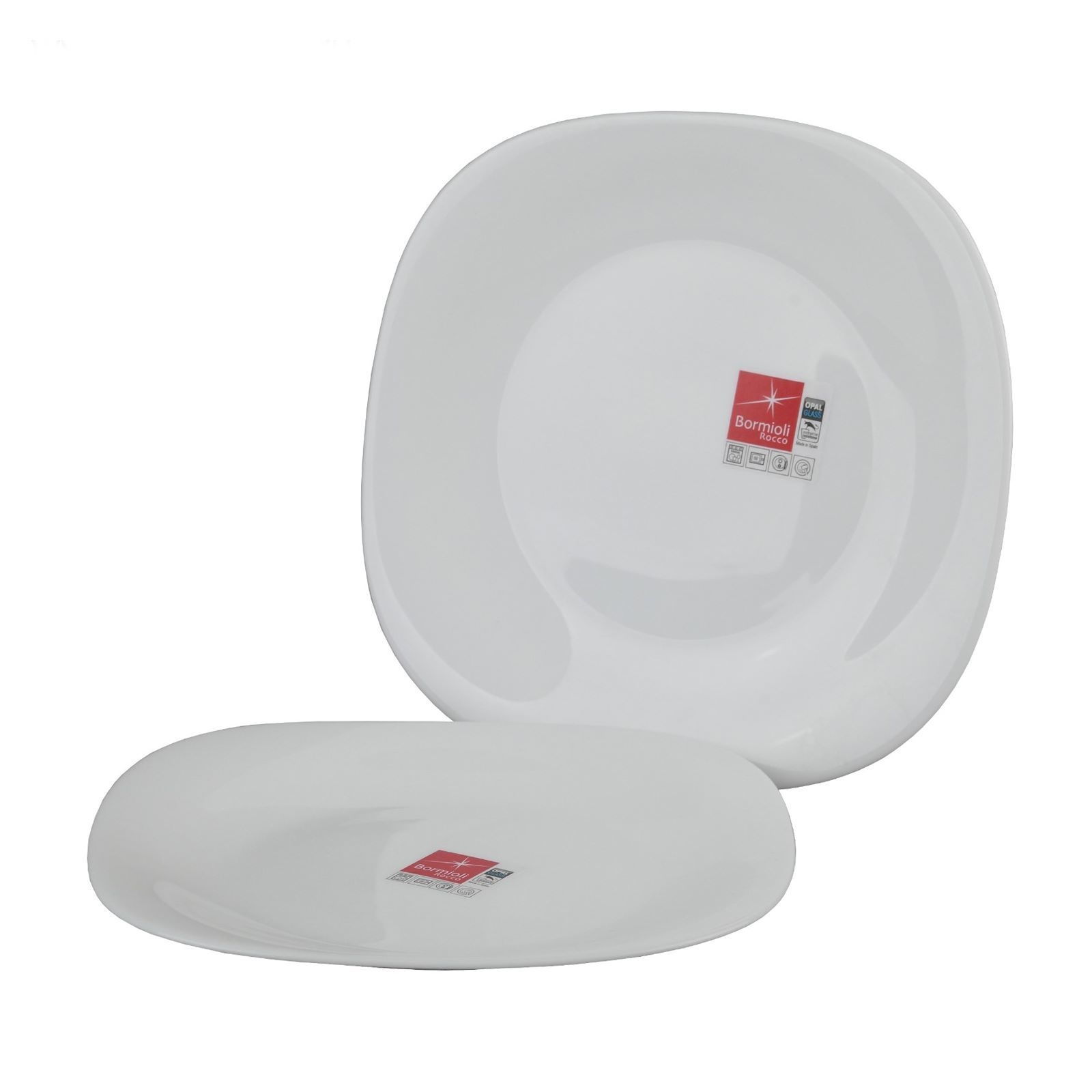 Combo 4 đĩa hình vuông vê cạnh cỡ 20 cm x 20 cm - Sản xuất tại Tây Ban Nha