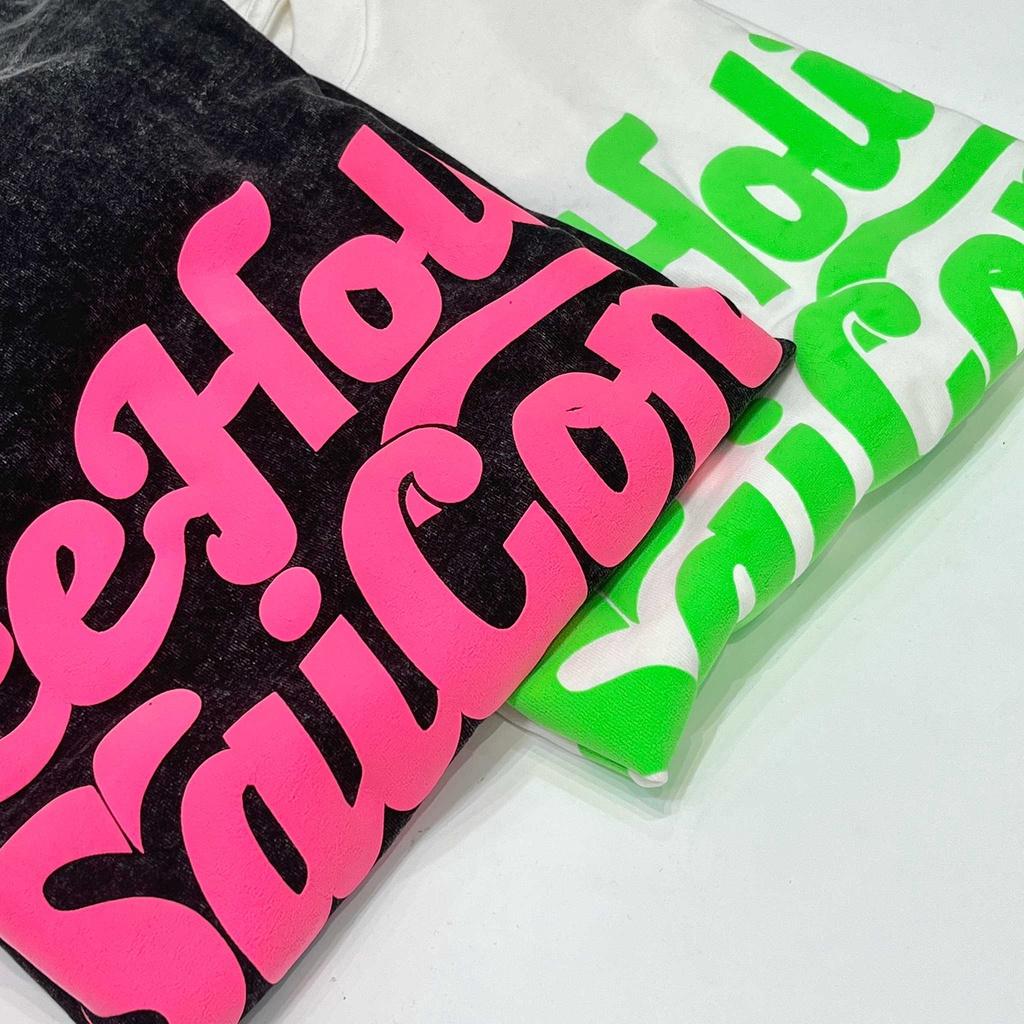 Áo Thun Wash Unisex In Phồng Nổi Màu Hồng Neon TeeHolic - THS