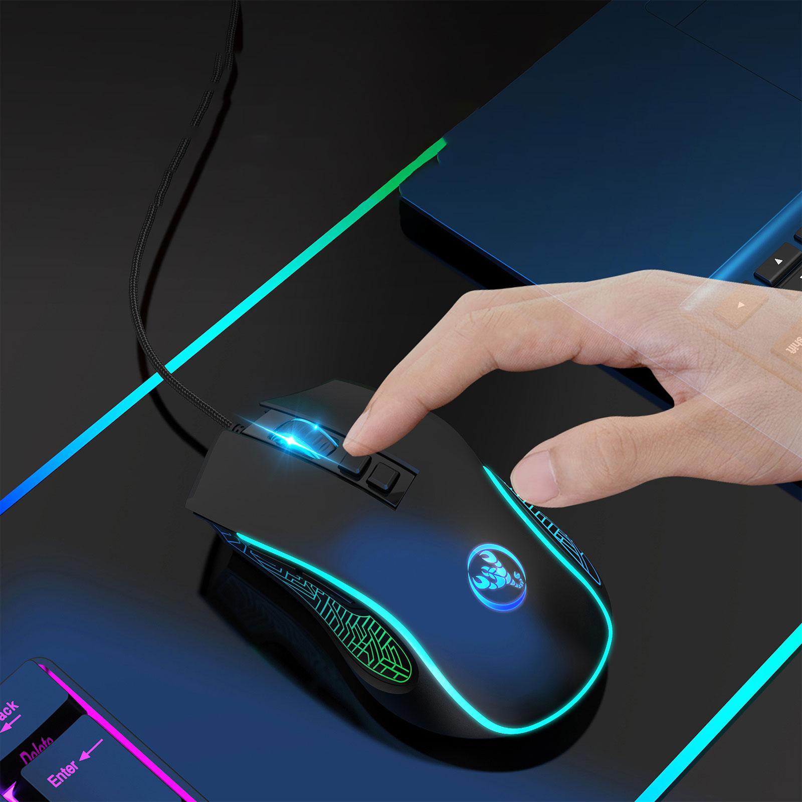 Computer Wired USB Mouse Gaming Mouse 7 Color LED Backlight for Game Lover