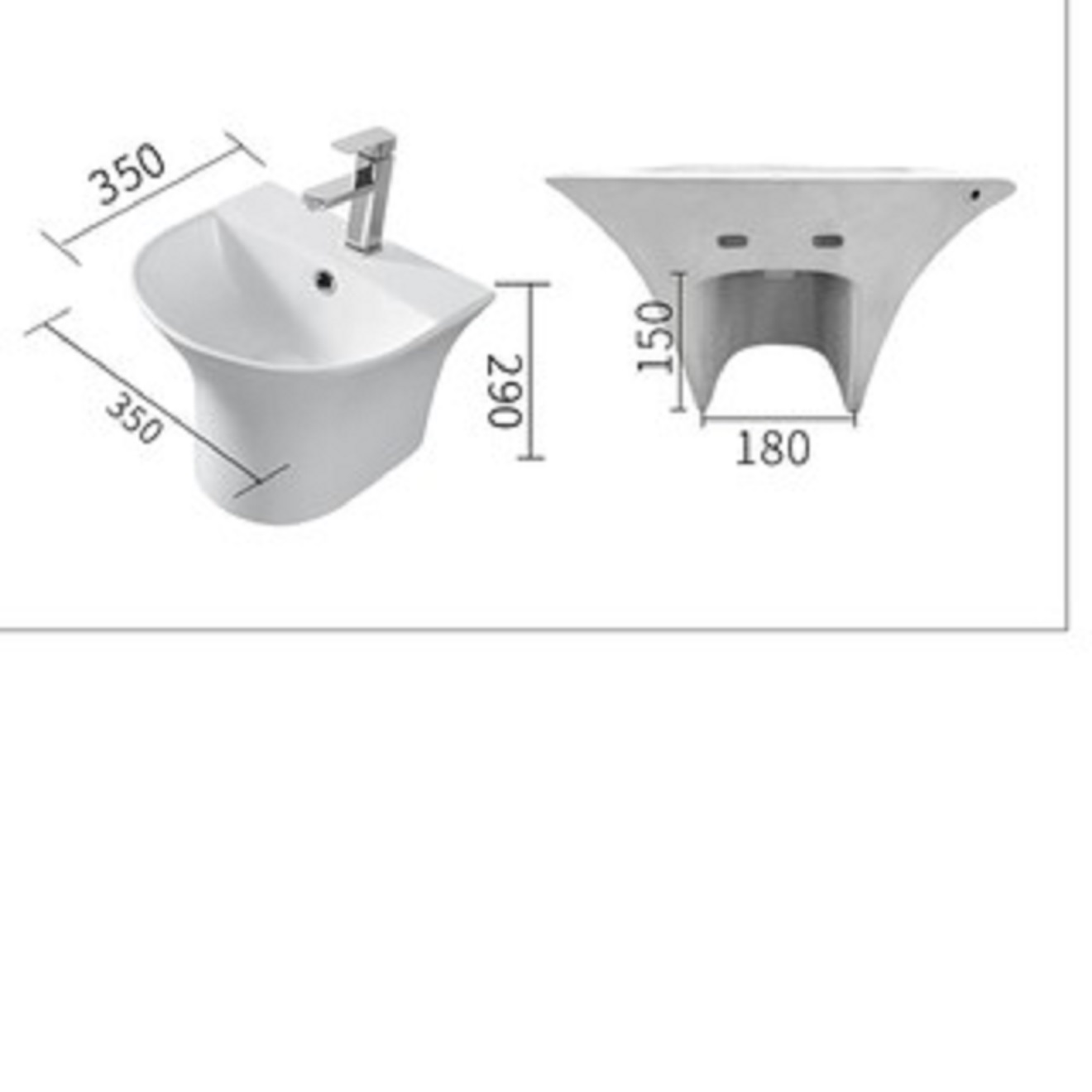 Hình ảnh Chậu Lavabo GRVL 2811 Treo Tường liền chân tròn