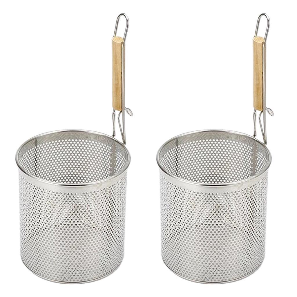 2x Stainless Steel Food Noodle Fine Mesh Colander with Handle Kitchen Gadget