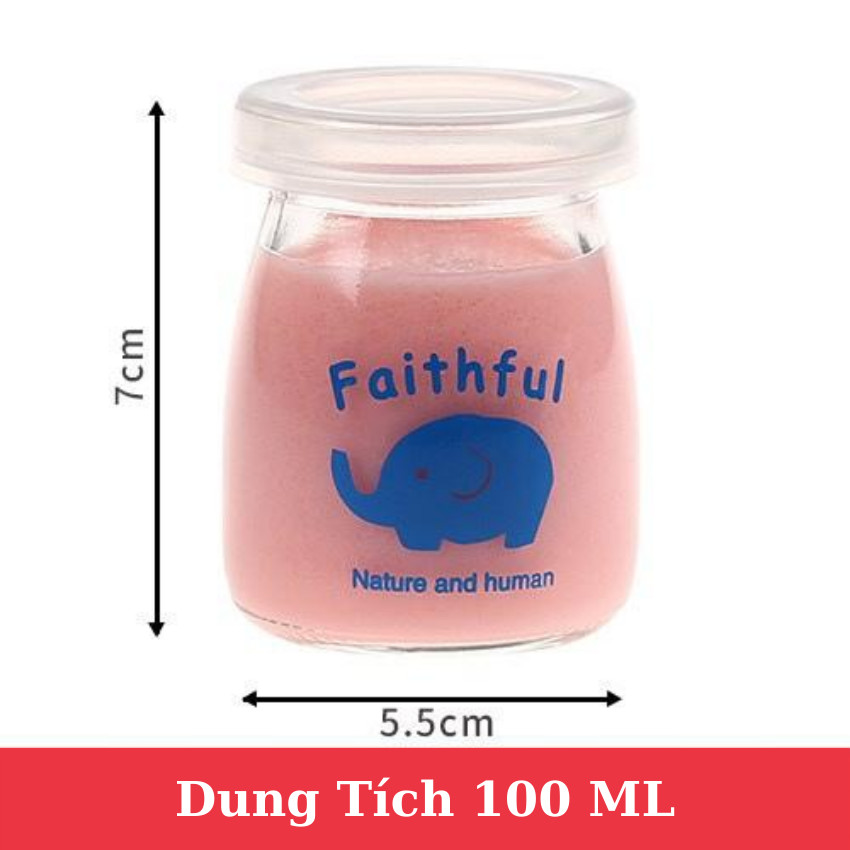 Combo 12 Hủ Yaourt Thuỷ Tinh 100ml Cao Cấp In Hình Chú Voi Làm Sữa Chua