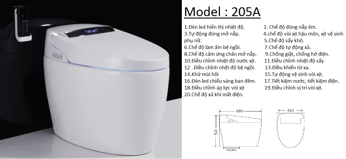 Bồn cầu thông minh 20 chức năng