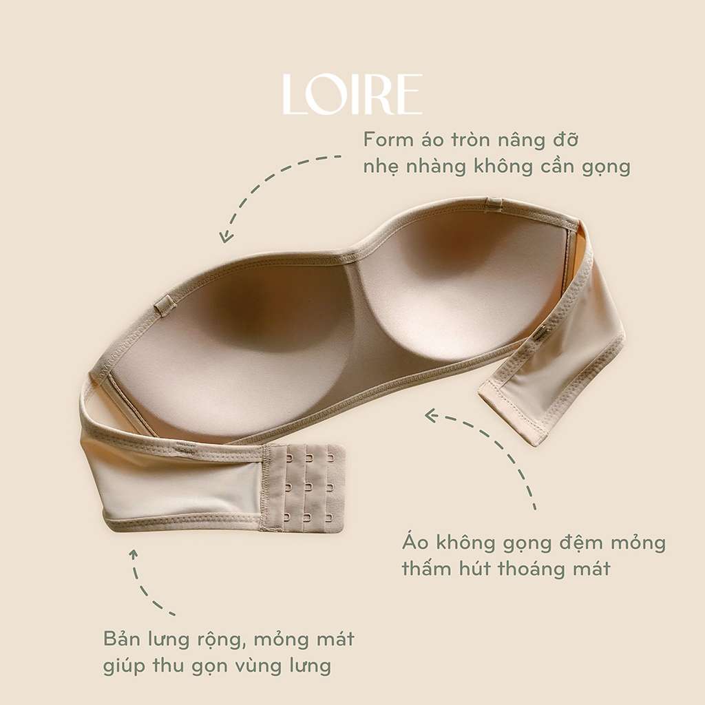 Áo Lót Chống Tụt Đệm Mỏng LOIRECHIC BRQ02 Dây Đầm Có Viền Cao Su Tặng kèm dây áo