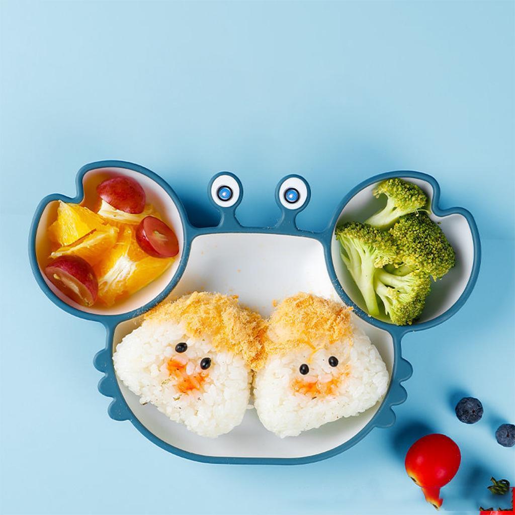 Cartoon Divided Grids Dish Shape Food Tray with Suction for