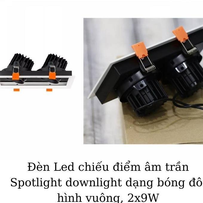 Đèn LED âm trần vuông đôi chữ nhật siêu sáng cao cấp, hợp kim sơn tĩnh điện