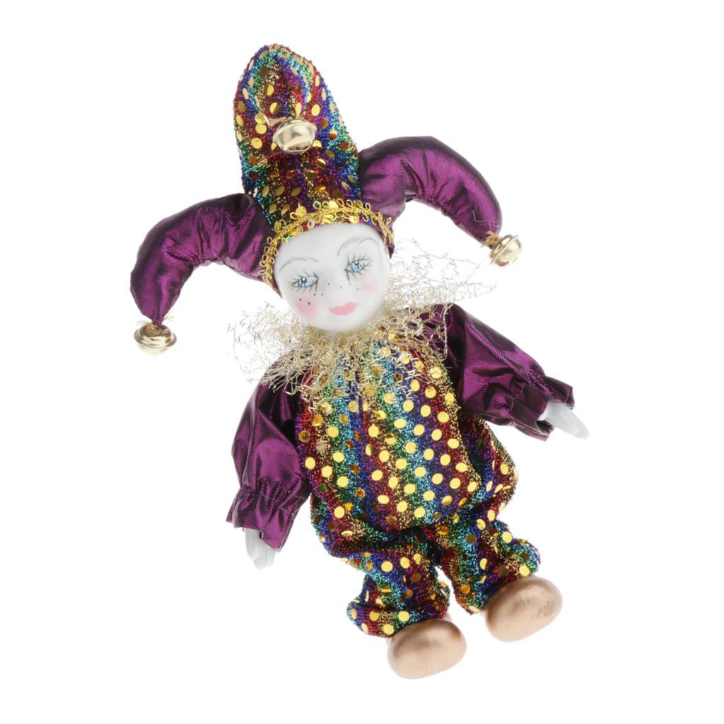 16cm Triangel Doll Standing Clown Doll Clown Figure Porcelain Jester Doll with Outfits for Kids Children Christmas Gift