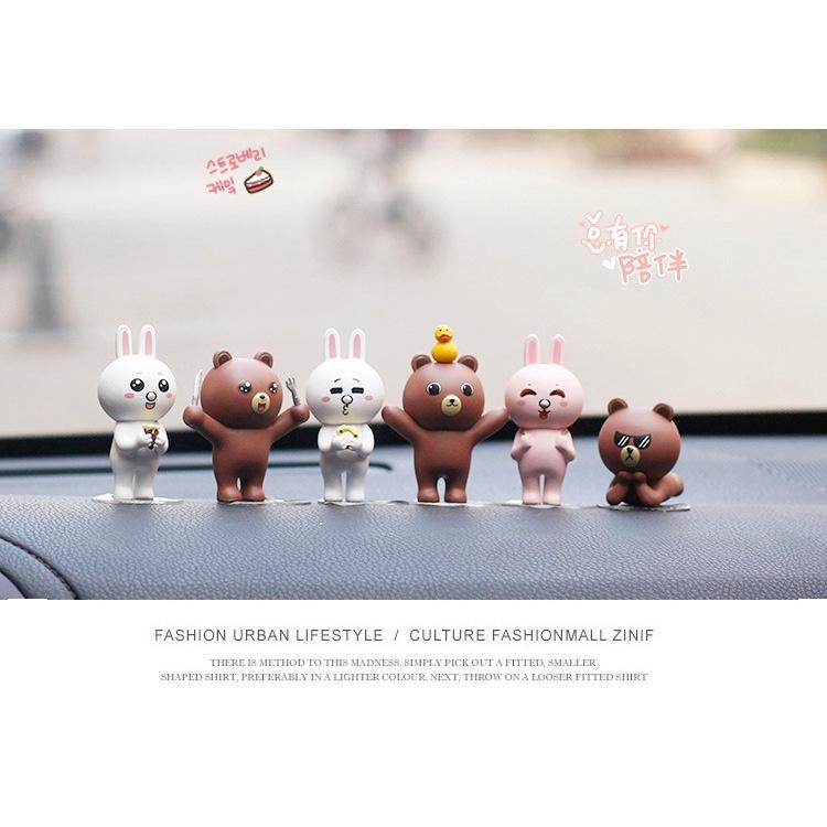 Korean Bear Rabbit Emoji Doll Car Decoration Cartoon Car Accessories Cute Creative Boutique Doll