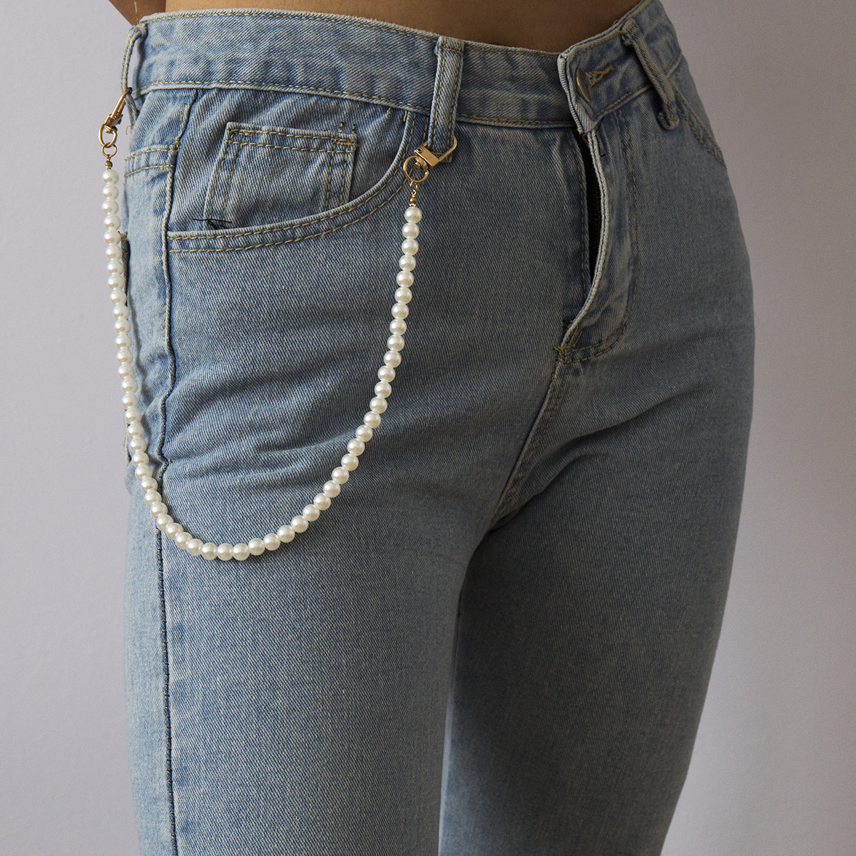 Chuỗi ngọc trai đeo quần thời trang độc lạ phong cách unisex cá tính