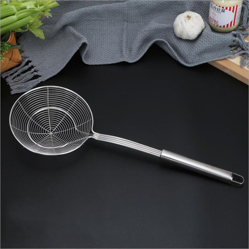 Set of 2 Stainless Steel Skimmer Ladle Strainer Fish Pasta with Long Handle