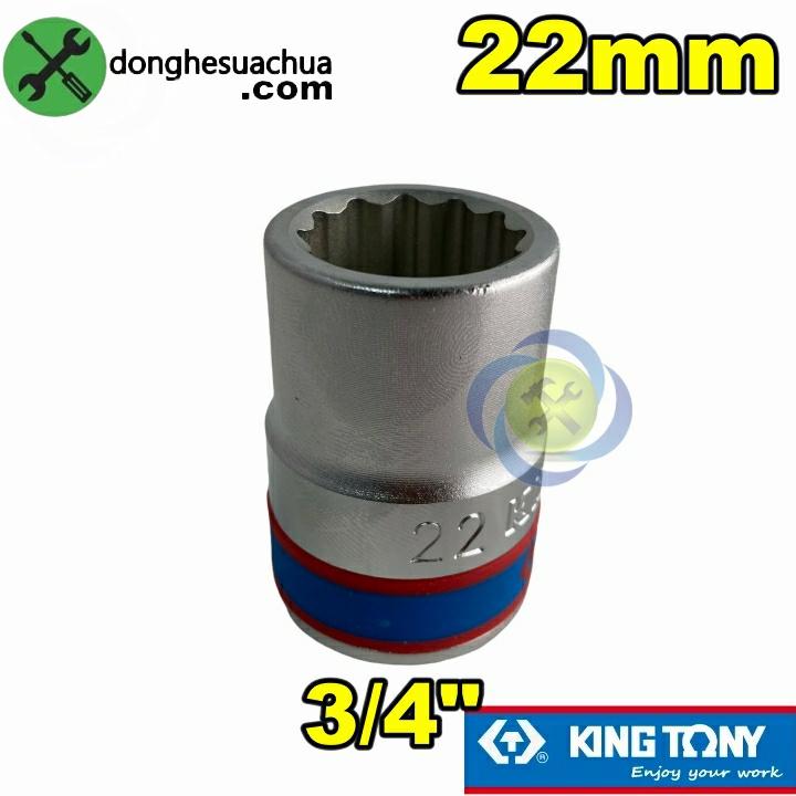 Tuýp 22mm loại 3/4 Kingtony 633022M ngắn 12 cạnh màu trắng