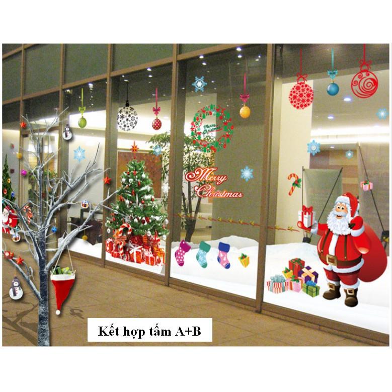 Decal trang trí noel bộ kết hợp size lớn mừng giáng sinh
