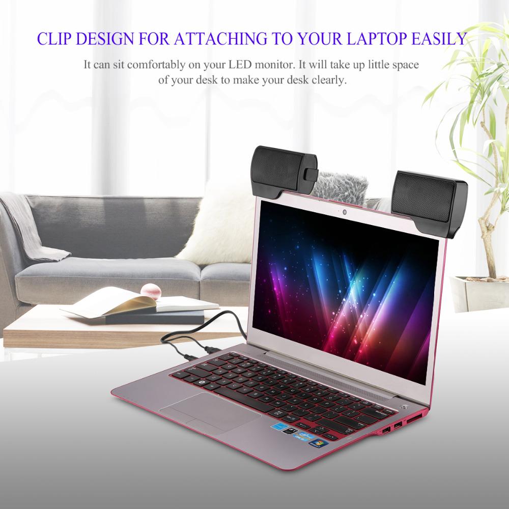 Mini Di Động USB Loa Âm Thanh Thanh Clipon Loa Cho Máy Tính Xách Tay Laptop Điện Thoại Máy Nghe Nhạc Máy Tính Máy Tính Có Kẹp