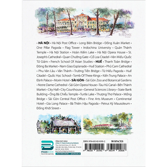 50 Spaces - Hà Nội - Huế - Sài Gòn (Sách Tiếng Anh - In Màu)