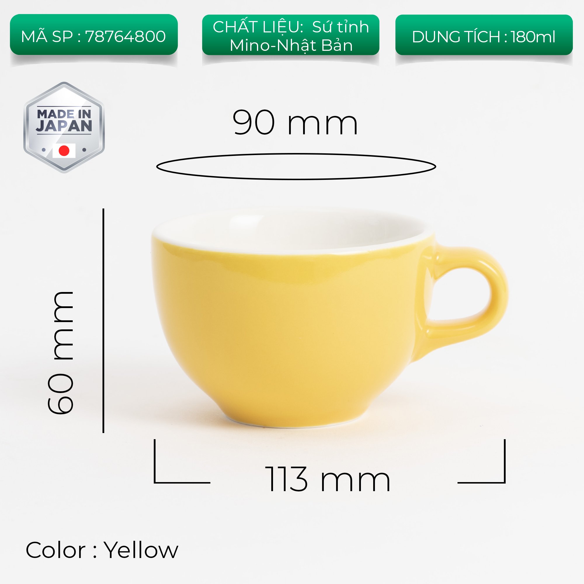 Ly sứ Origami Cappuccino Latte Bowl 180ml uống trà cà phê