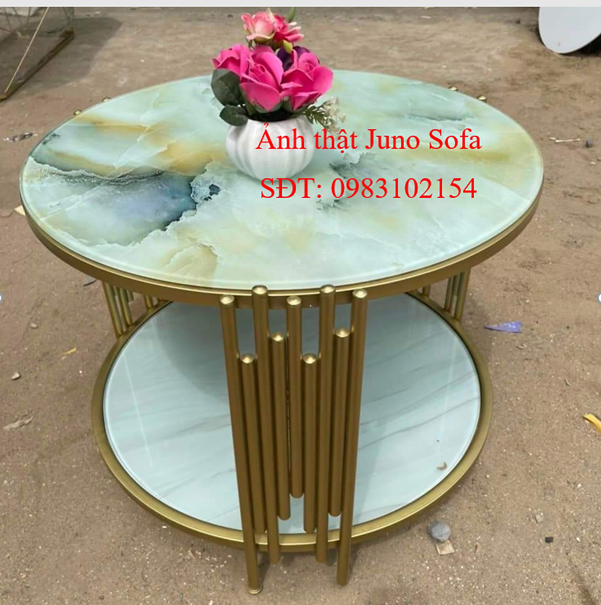 Bàn trà sofa Juno Sofa phi 60 cm họa tiết đá hoặc hoặc trắng