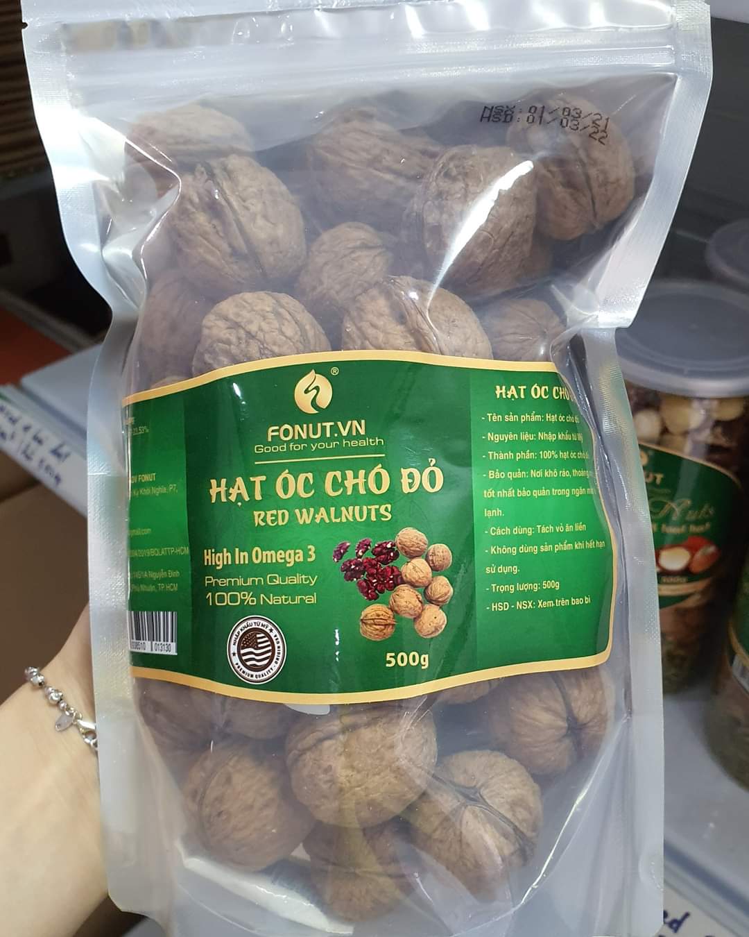 Hạt Óc chó đỏ  (bịch 500gr)