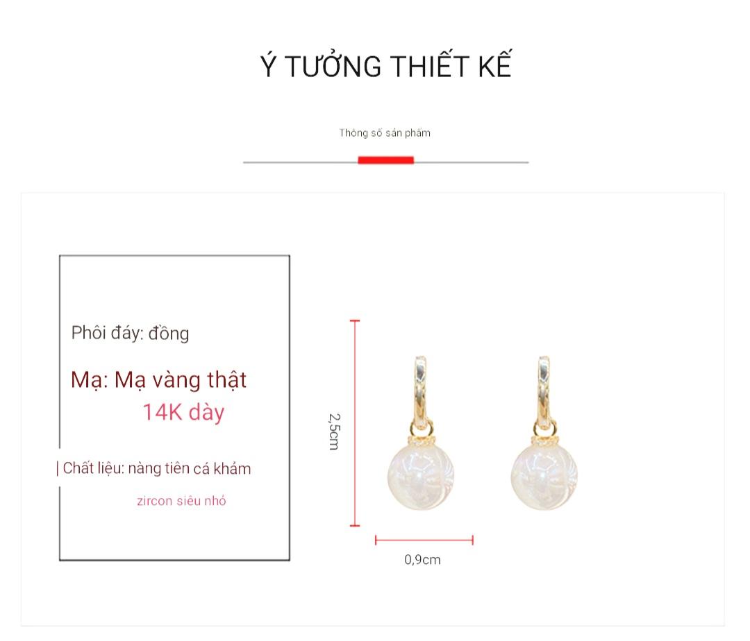 Bông tai cài hột tròn trắng đơn giản dịu dàng