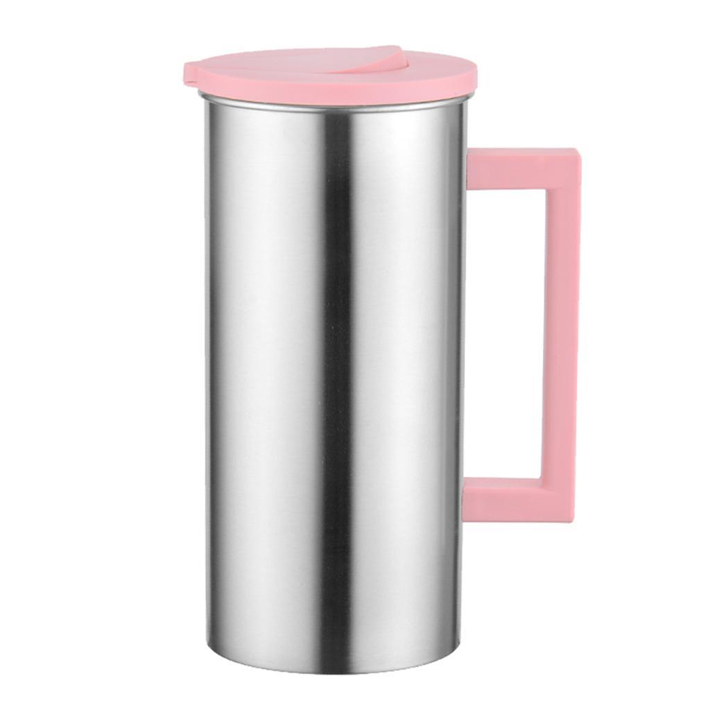 2 Pcs Stainless Steel 1.8 Litre Water Pitcher Pink Jug Kitchen Restaurant