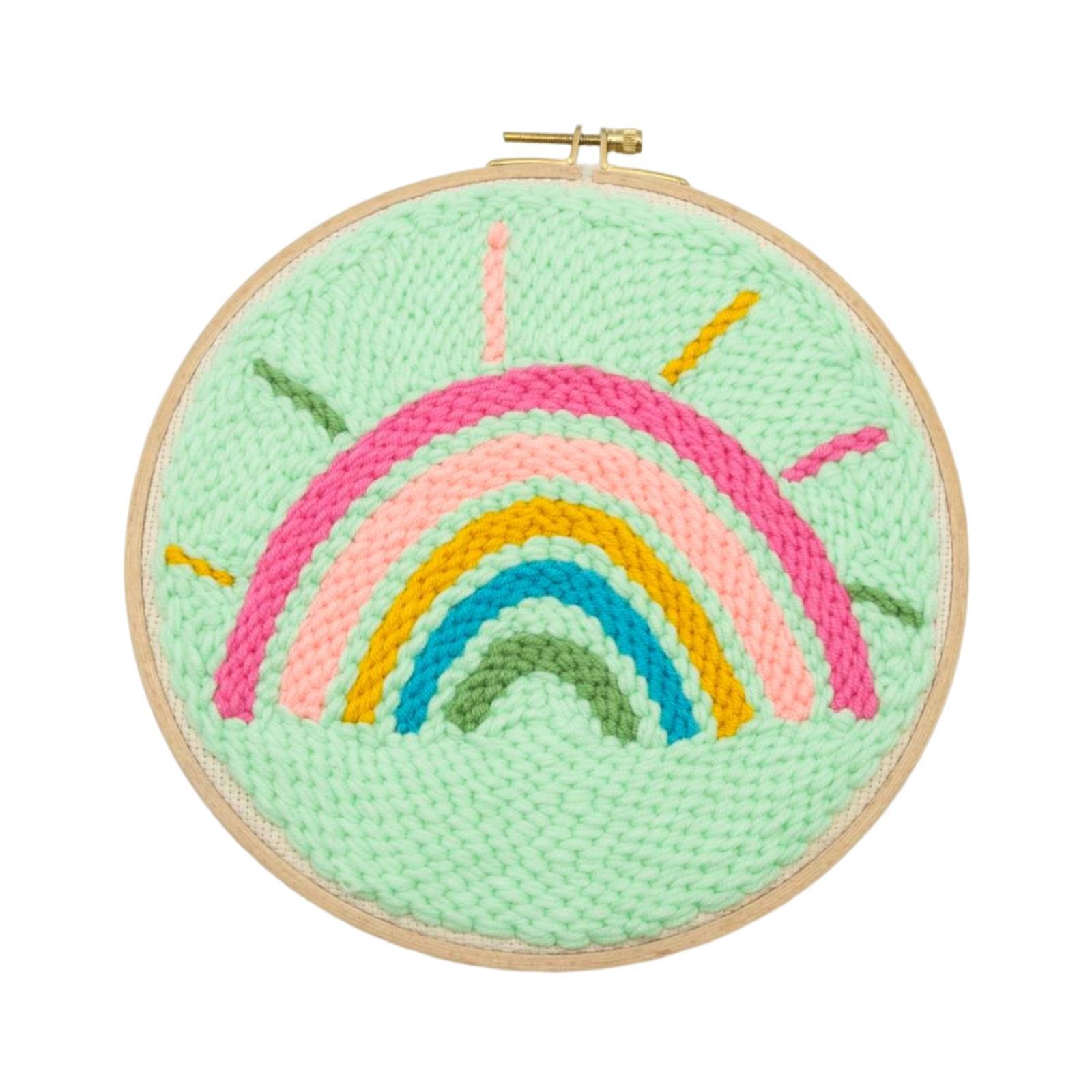 Punch  Embroidery Starter Kits Rainbow Hand Craft DIY Beginner