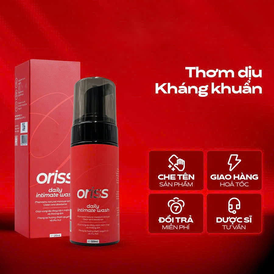 [MUA 1 TẶNG 1] Dung dịch vệ sinh phụ nữ dạng bọt Oriss Daily Intimate Wash hỗ trợ làm sạch dịu nhẹ hương nước hoa 120ml[