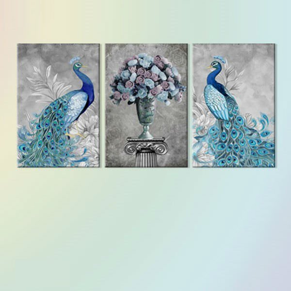 Bộ 3 Tranh Treo Tường "Đôi Khổng Tước" - W291