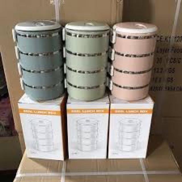 Cặp lồng 4 tầng đựng cơm cháo ruột i nốc bọc nhựa