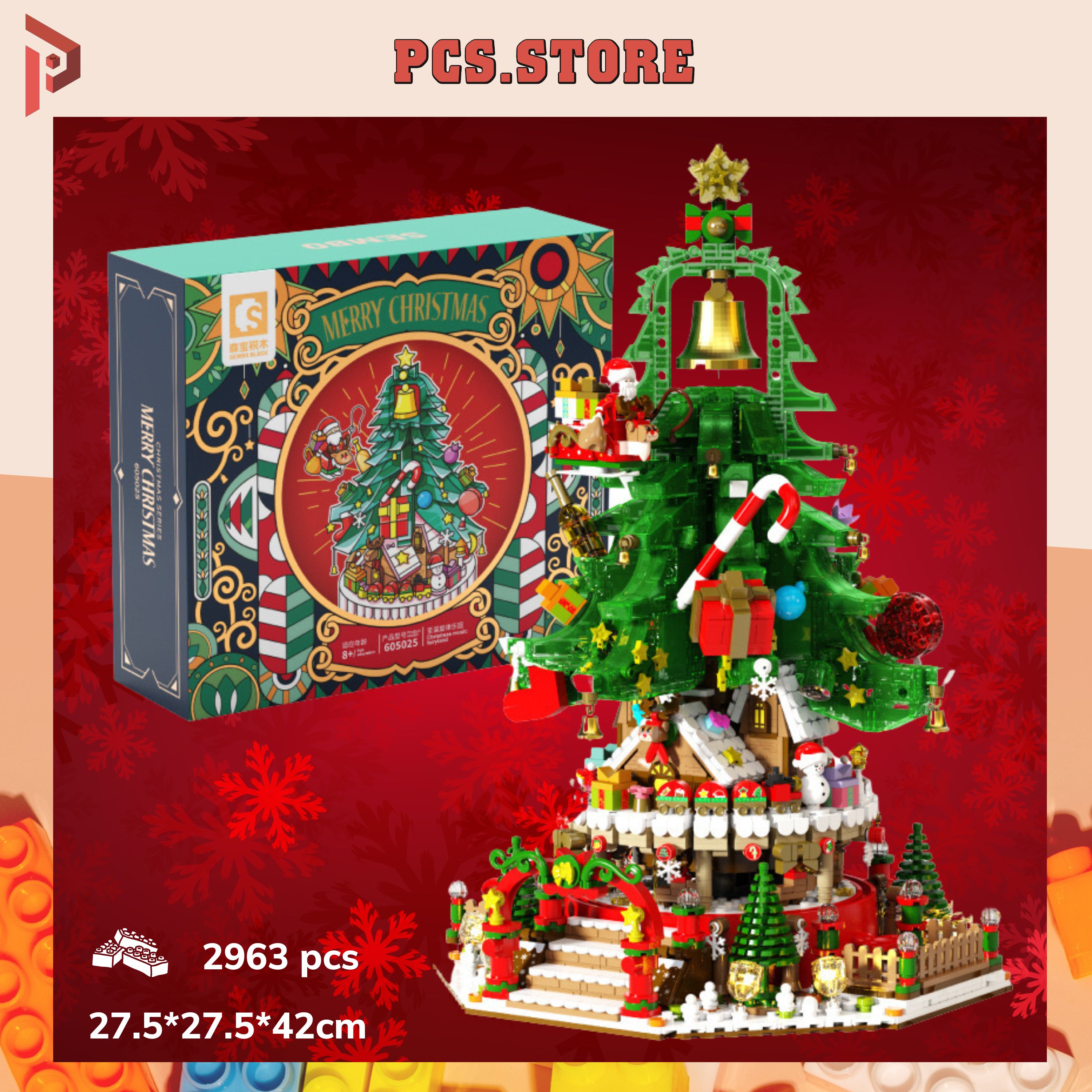 Đồ Chơi Lắp Ráp Mô Hình Cây Thông Noel Sembo 42cm - PCS STORE