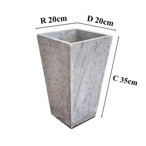 Chậu trồng cây ban công bền đẹp bằng đá tự nhiên R20xC35cm - đáy chậu rộng ~15cm