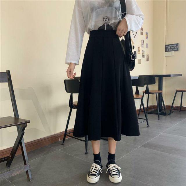 Váy mid-length cạp cao xuân hè ulzzang