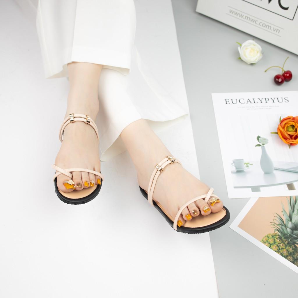 Giày sandal nữ MWC sandal xỏ ngón đế bệt dây mảnh thời trang cá tính NUSD- 2728